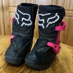Fox Kids Black and Pink Motocross Boots